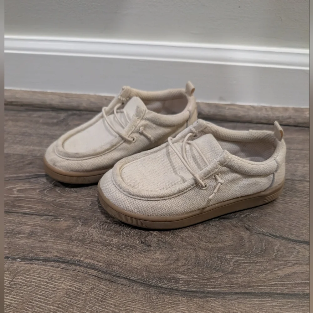 Gap Size 10 Toddler Boy Boat Shoes Slip On Loafers Tan Cream Easter Spring